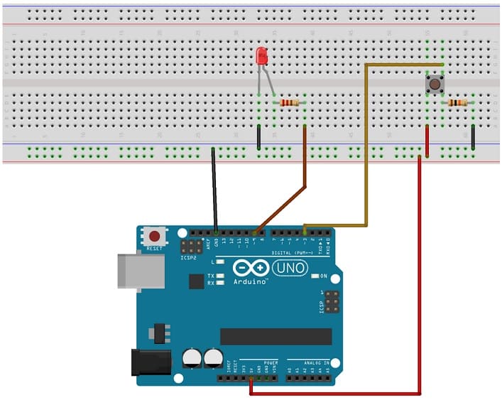 esquema de conexiones - Tutorial de Funciones de Interrupción en Arduino