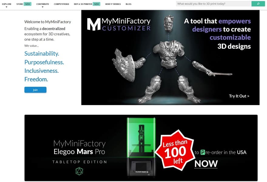 myminifactory - Las mejores alternativas a Thingserve para impresión en 3D