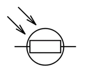 simbolo del fotoresiptor - LDR o Resistencia dependiente de la luz, Light Dependent Resistor