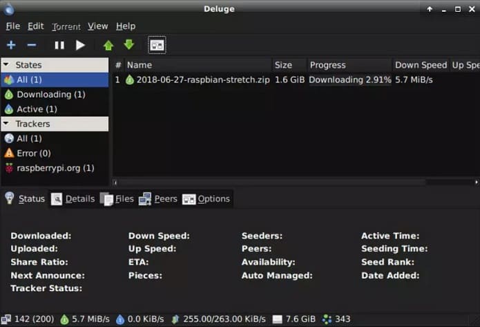 deluge para Torrents - Las mejores aplicaciones de Raspbian para usar un Raspberry Pi como un PC de escritorio