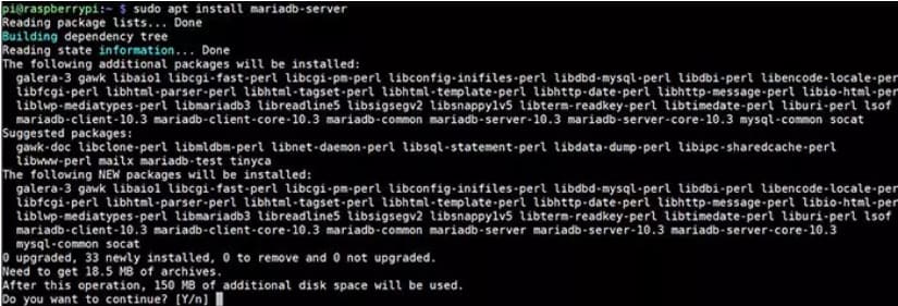 instalación mariadb en raspbian