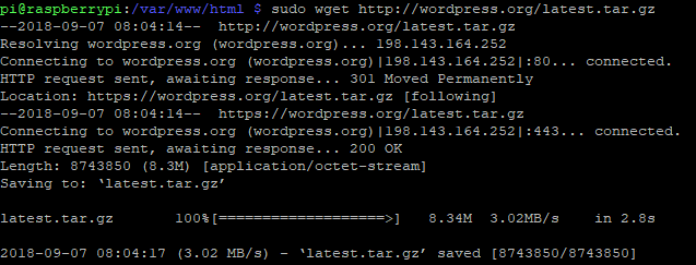 download wordpress with wget - Cómo alojar tu web de WordPress en Raspberry Pi