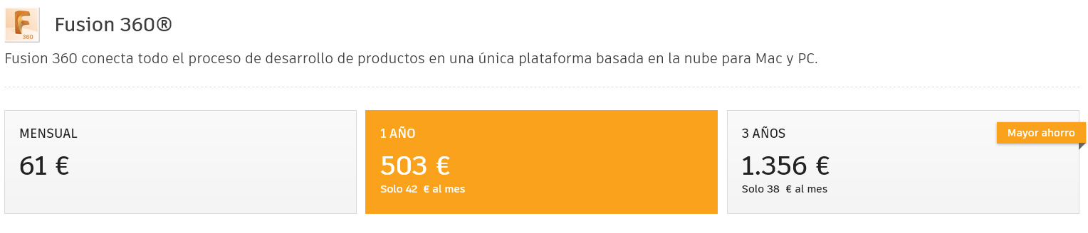 Precios y suscripciones Fusion 360