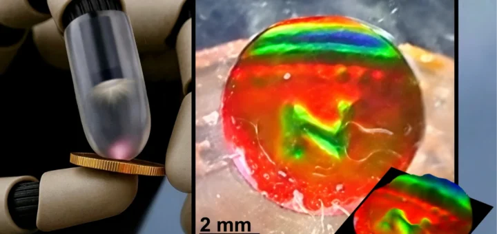 Sensor táctil que cambia de color desarrollado en Queen Mary University of London. Imagen de prensa: QMUL